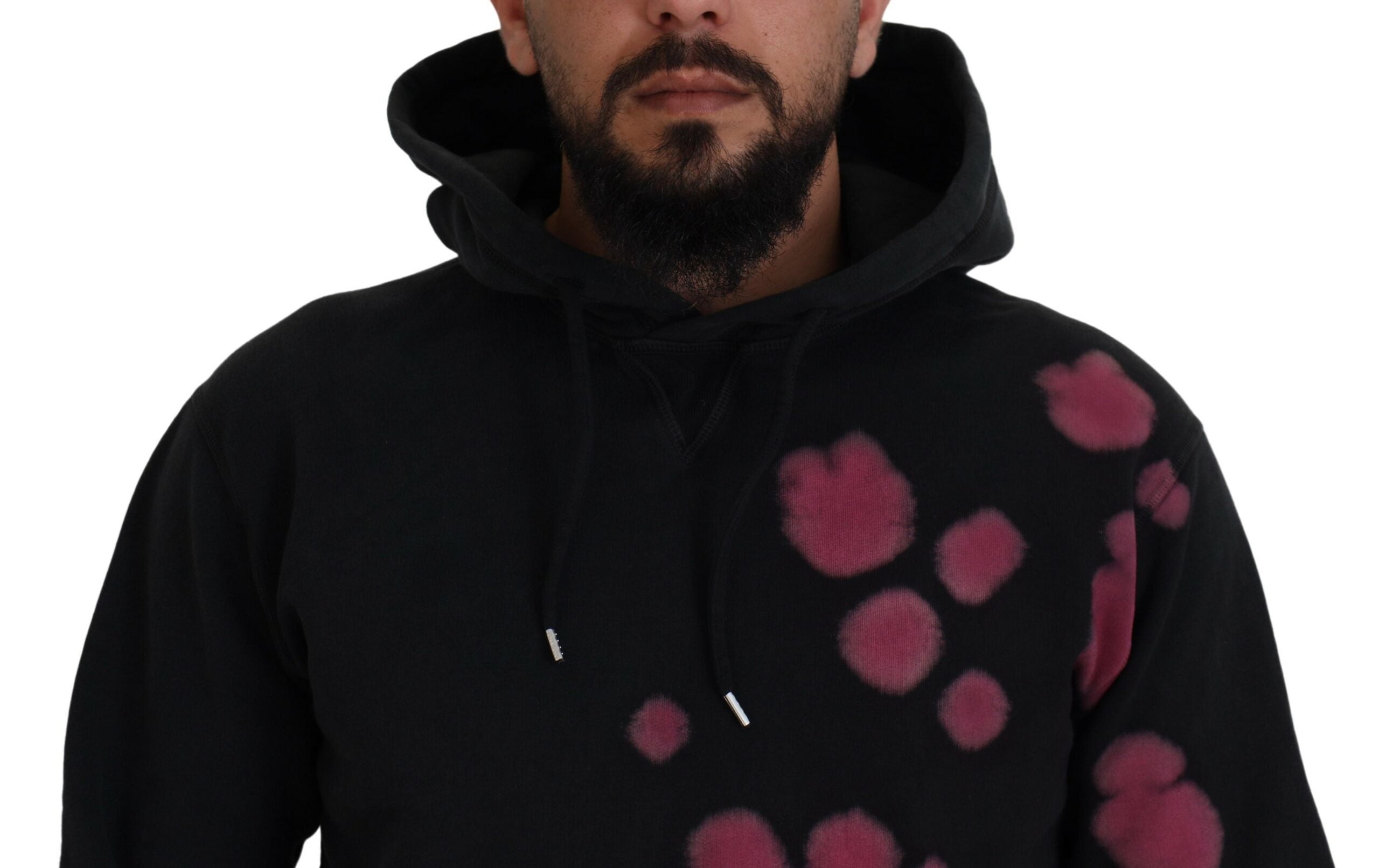 Sweat à capuche en coton tie-dye noir de Dsquared², pull décontracté avec capuche et motif coloré.