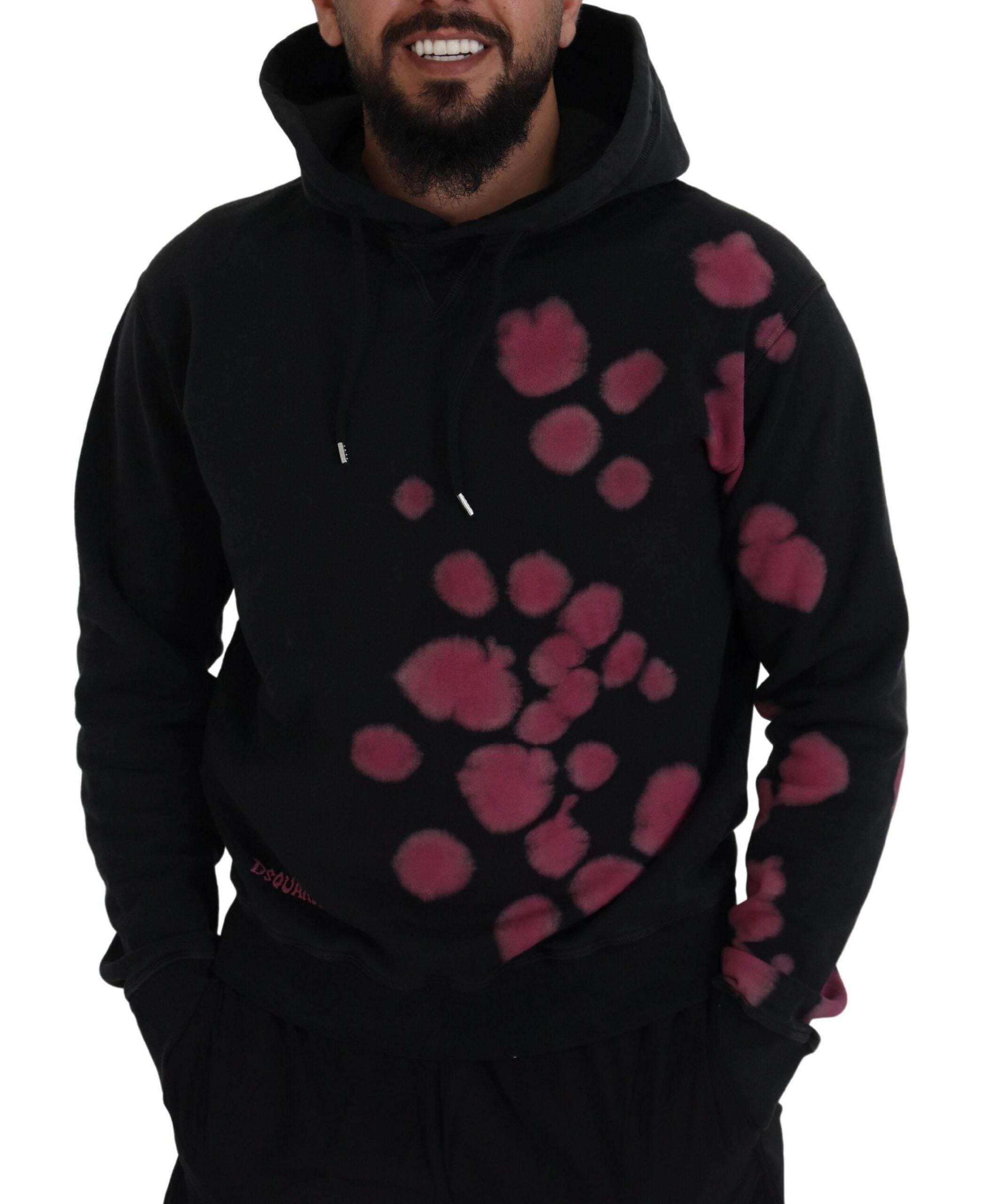 Sweat à capuche en coton tie-dye noir de Dsquared², pull décontracté avec capuche et motif coloré.