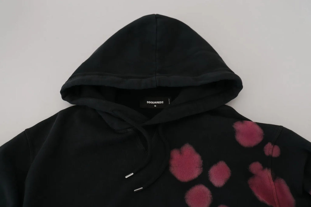Sweat à capuche en coton noir tie-dye de Dsquared², pull décontracté avec capuche et motif coloré.