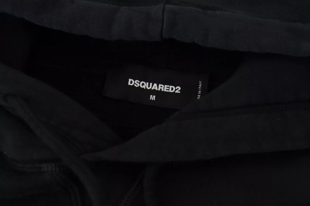 Sweat à capuche en coton tie-dye noir de Dsquared², pull décontracté avec logo et design tendance visible sur l'image.
