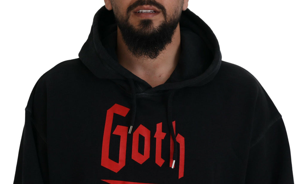 Sweat à capuche en coton noir pour homme de Dsquared² avec imprimé, pull à capuche décontracté et élégant.