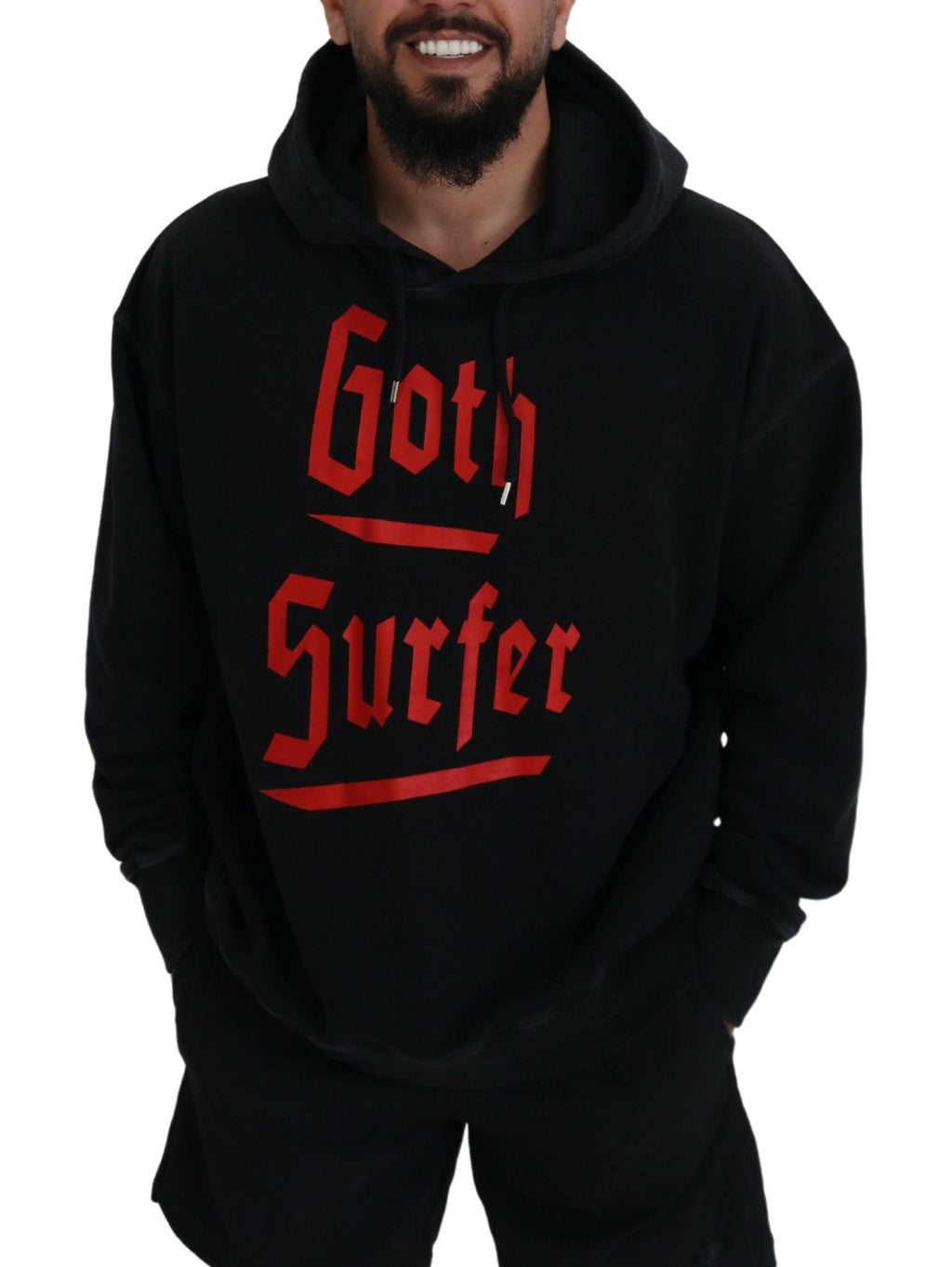 Sweat à capuche noir en coton pour homme de Dsquared² avec imprimé graphique, pullover confortable et tendance.