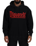 Sweat à capuche noir en coton pour homme Dsquared² avec imprimé, vêtement décontracté et stylé.