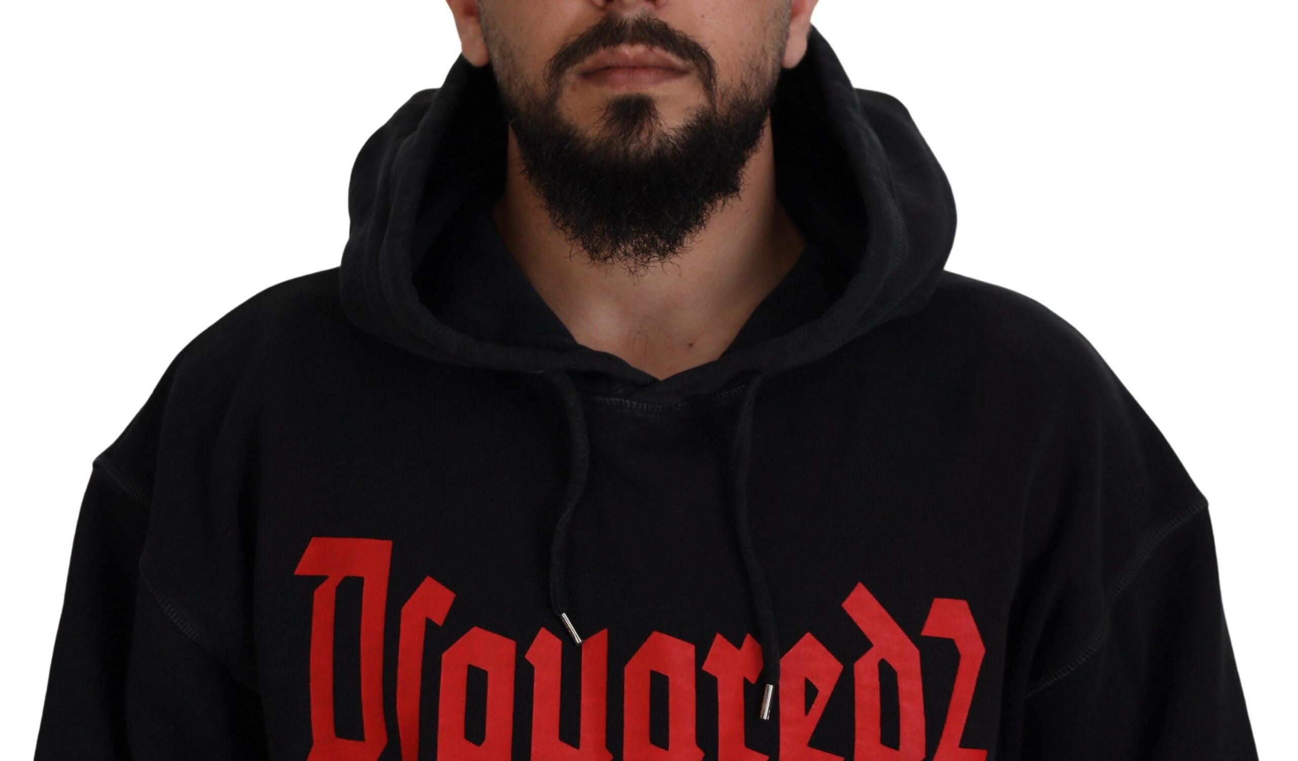 Sweat à capuche en coton noir pour homme de Dsquared² avec imprimé, pull gris à capuche, style décontracté et contemporain.