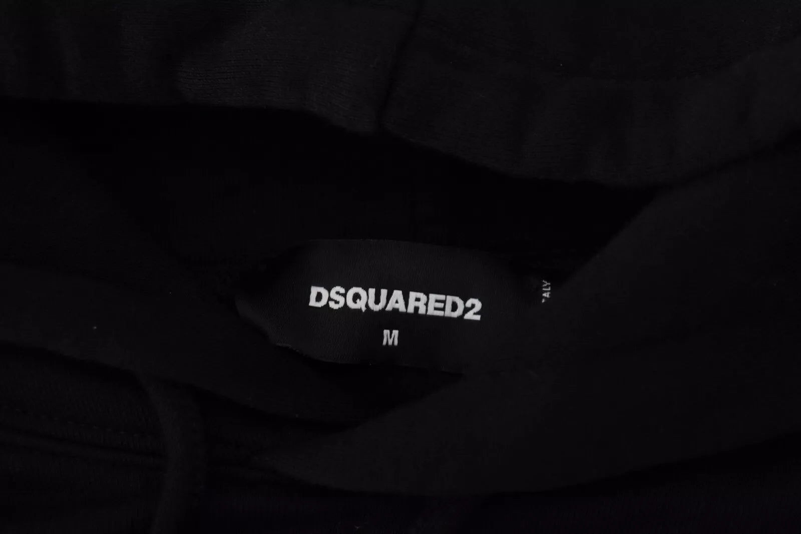 Sweat à capuche pour homme Dsquared² en coton noir avec impression, pull-over décontracté et tendance.