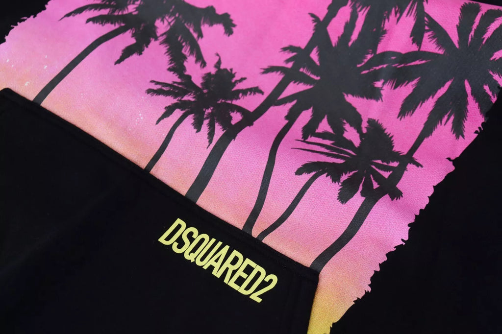 Sweat à capuche noir en coton pour homme de Dsquared² avec logo imprimé, pulls décontractés, style moderne et confortable.