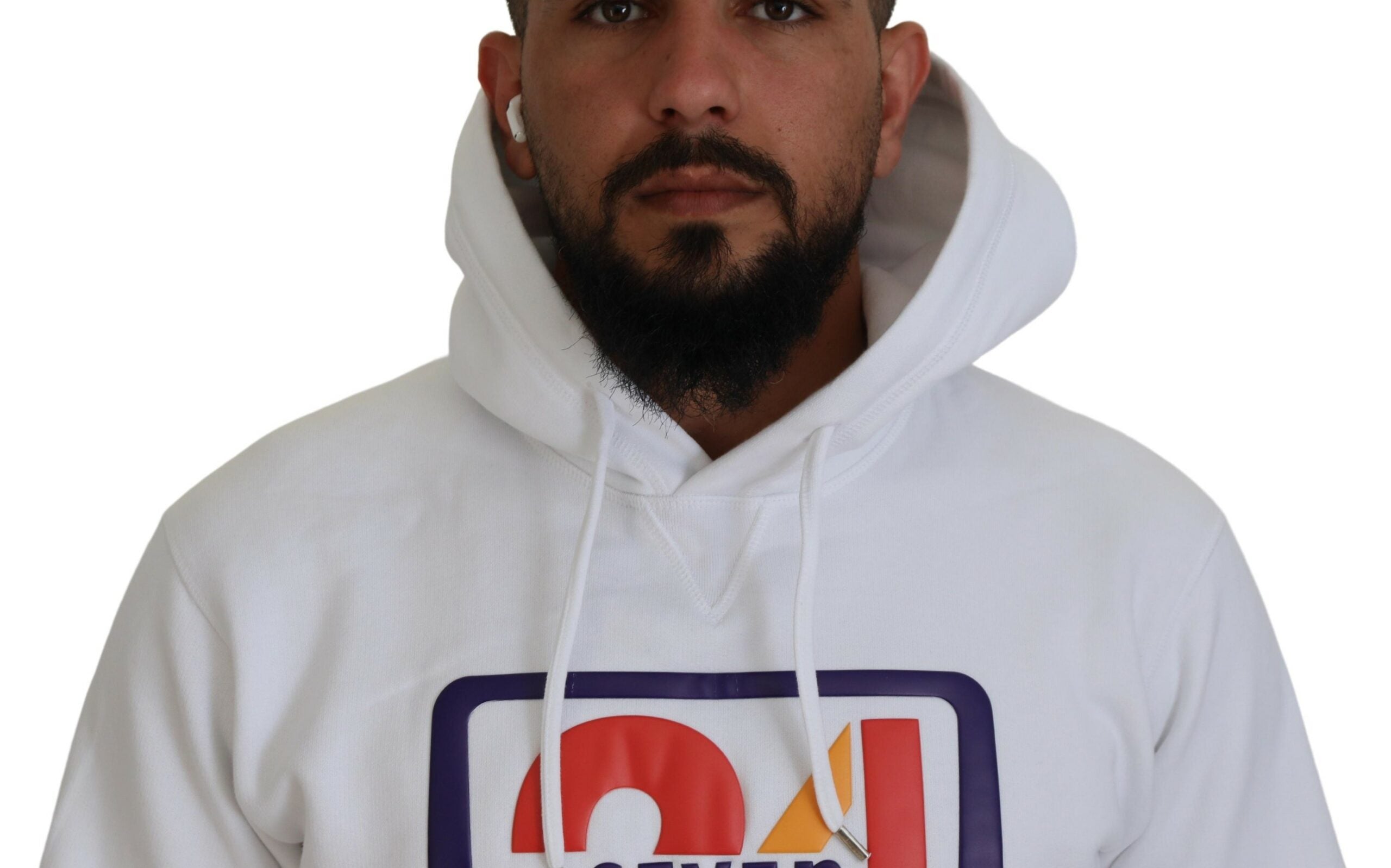 Sweat à capuche blanc en coton pour hommes de Dsquared² avec imprimé, pull-over décontracté et confortable.