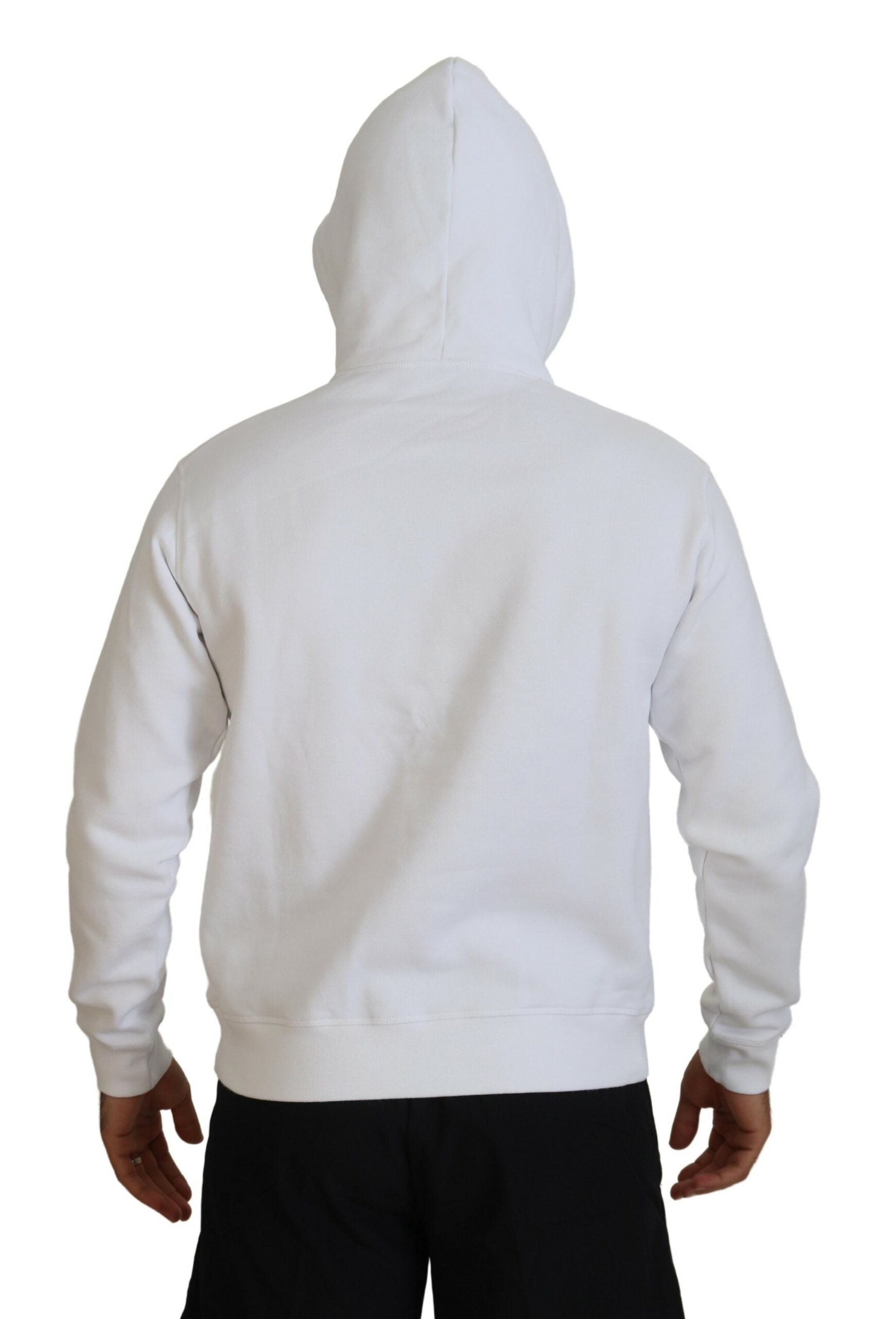 Sweat à capuche blanc en coton de Dsquared² avec imprimé, style décontracté et confortable pour homme.
