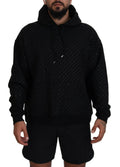 Pull à capuche pour homme Dsquared² en coton noir avec imprimé, sweat-shirt décontracté et stylé.