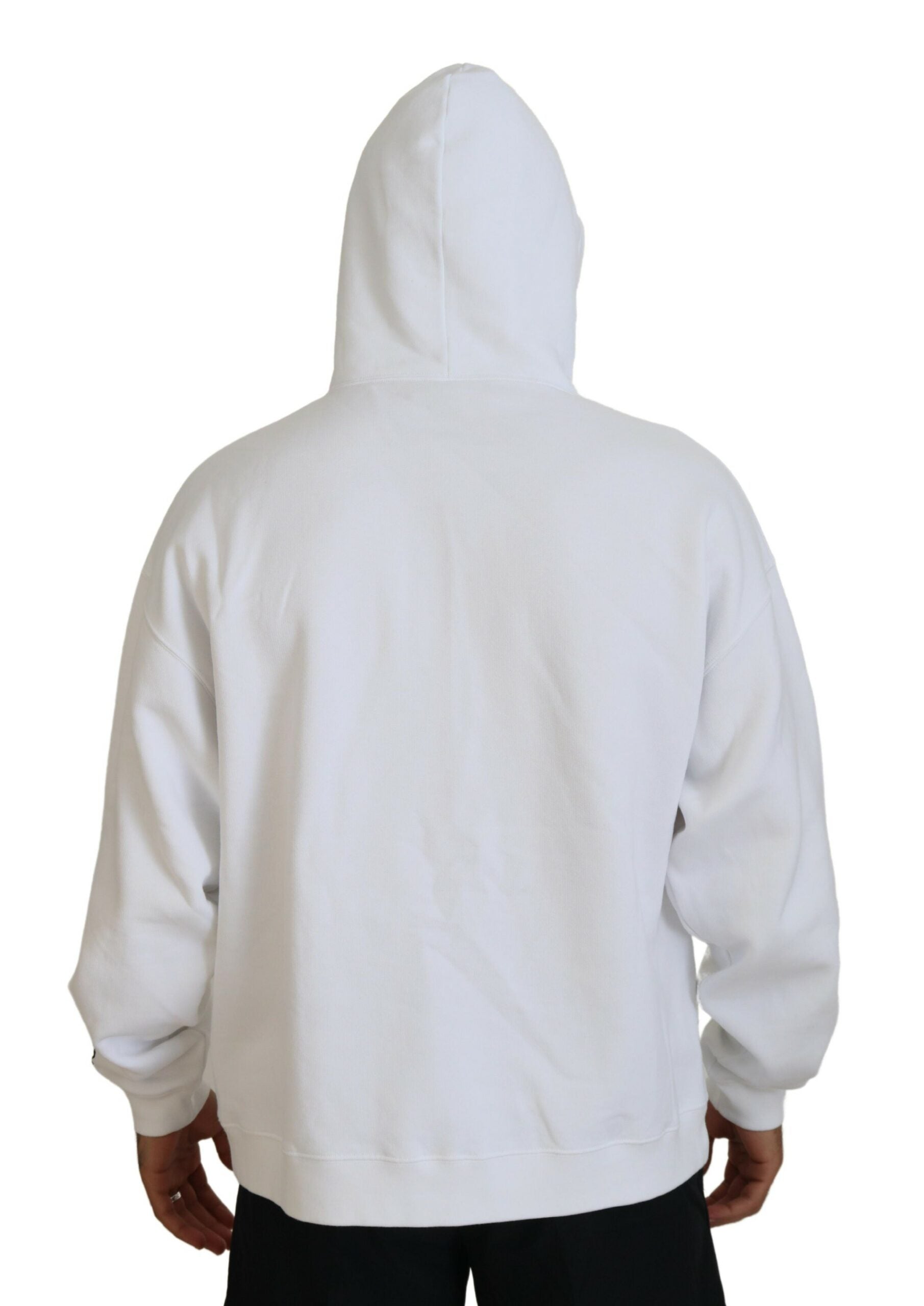 Sweat à capuche en coton blanc pour homme de Dsquared² avec imprimé, style décontracté et confortable.