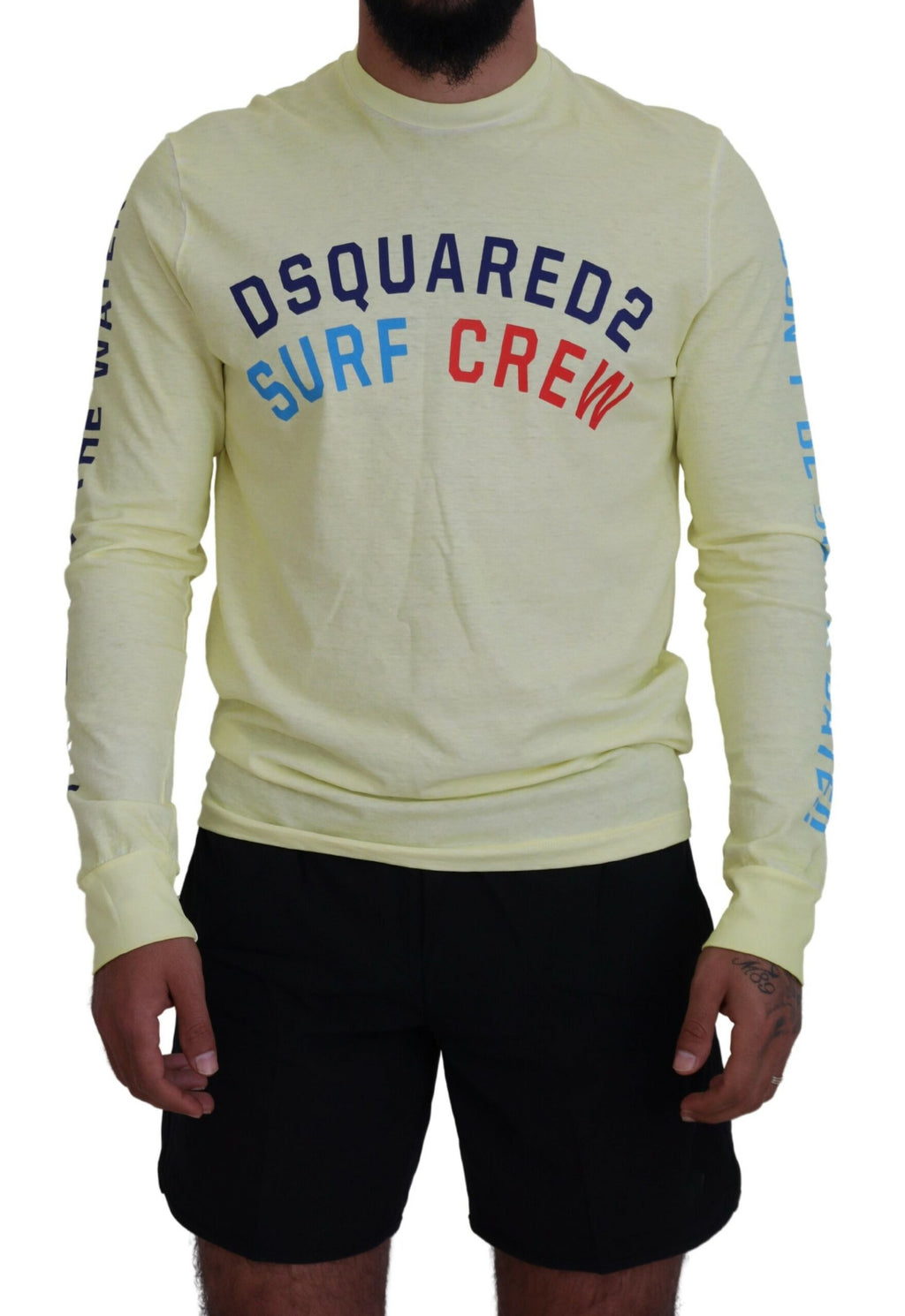T-shirt à manches longues Dsquared² avec imprimé coloré jaune, style décontracté et tissu léger.