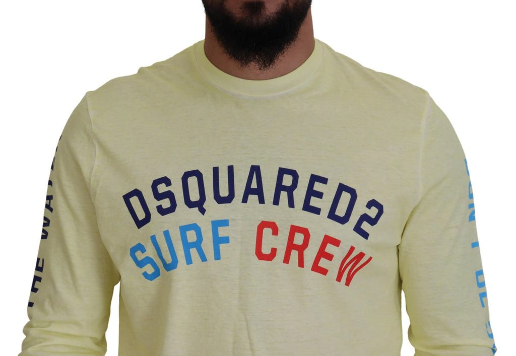 T-shirt à manches longues coloré avec imprimé jaune de la marque Dsquared², style décontracté et tendance.