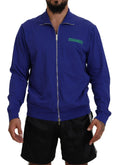 Pull homme bleu en coton imprimé avec col et fermeture éclair complète de Dsquared², confortable et élégant.