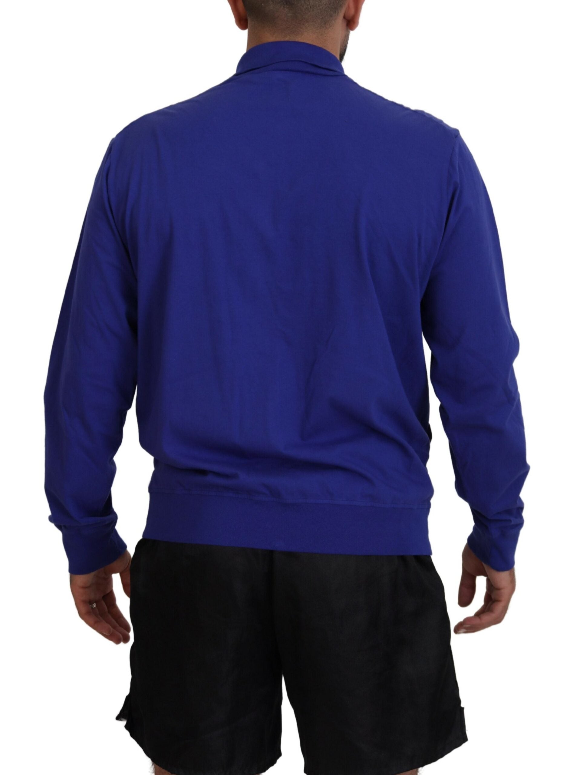 Sweat-shirt homme en coton bleu à imprimé avec col et fermeture éclair complète, de la marque Dsquared².