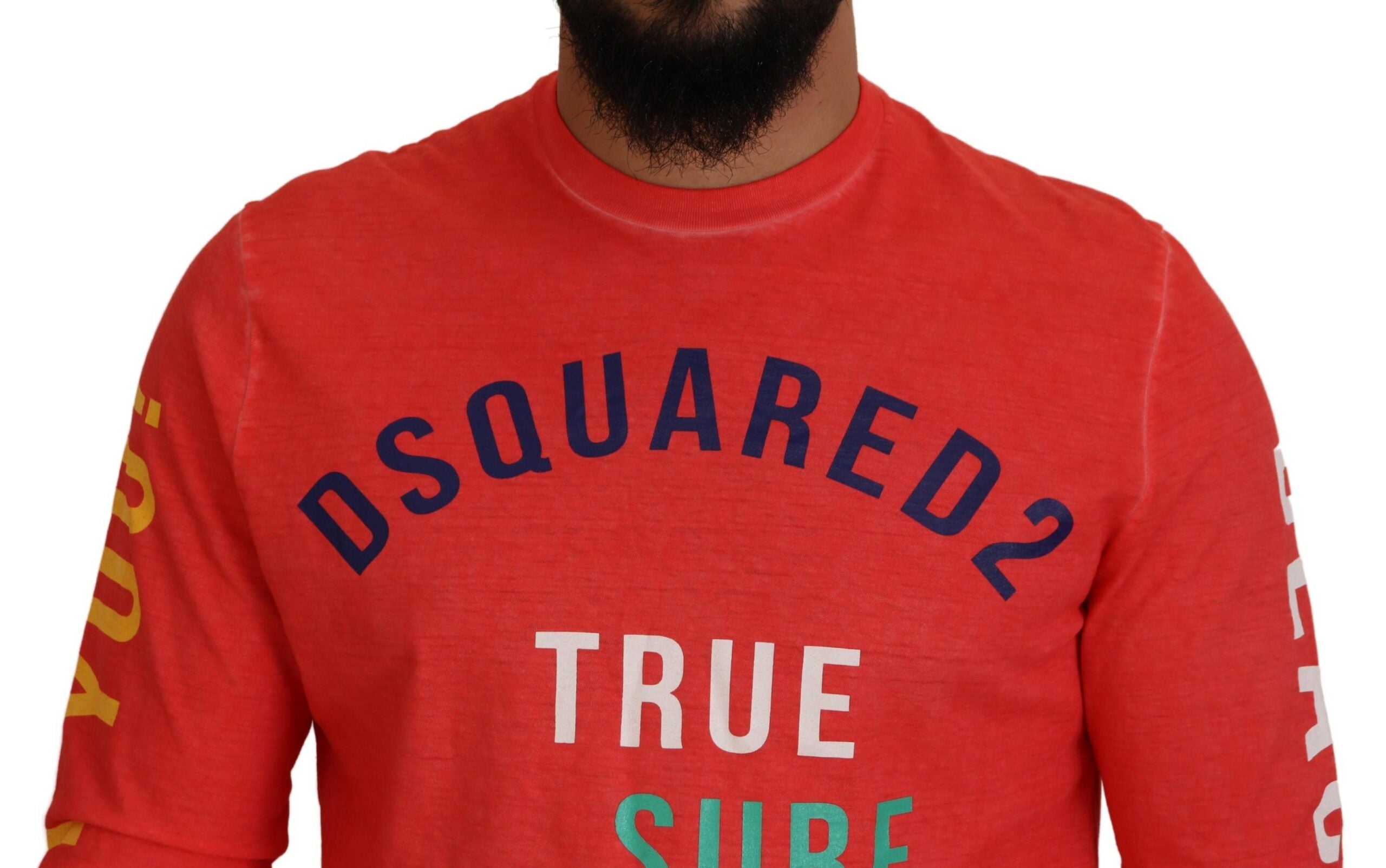 T-shirt à manches longues coloré avec imprimé orange de Dsquared², style tendance et design vif.