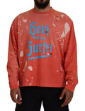 Pull à manches longues imprimé orange de Dsquared², sweater confortable avec motif coloré, porté sur un mannequin.