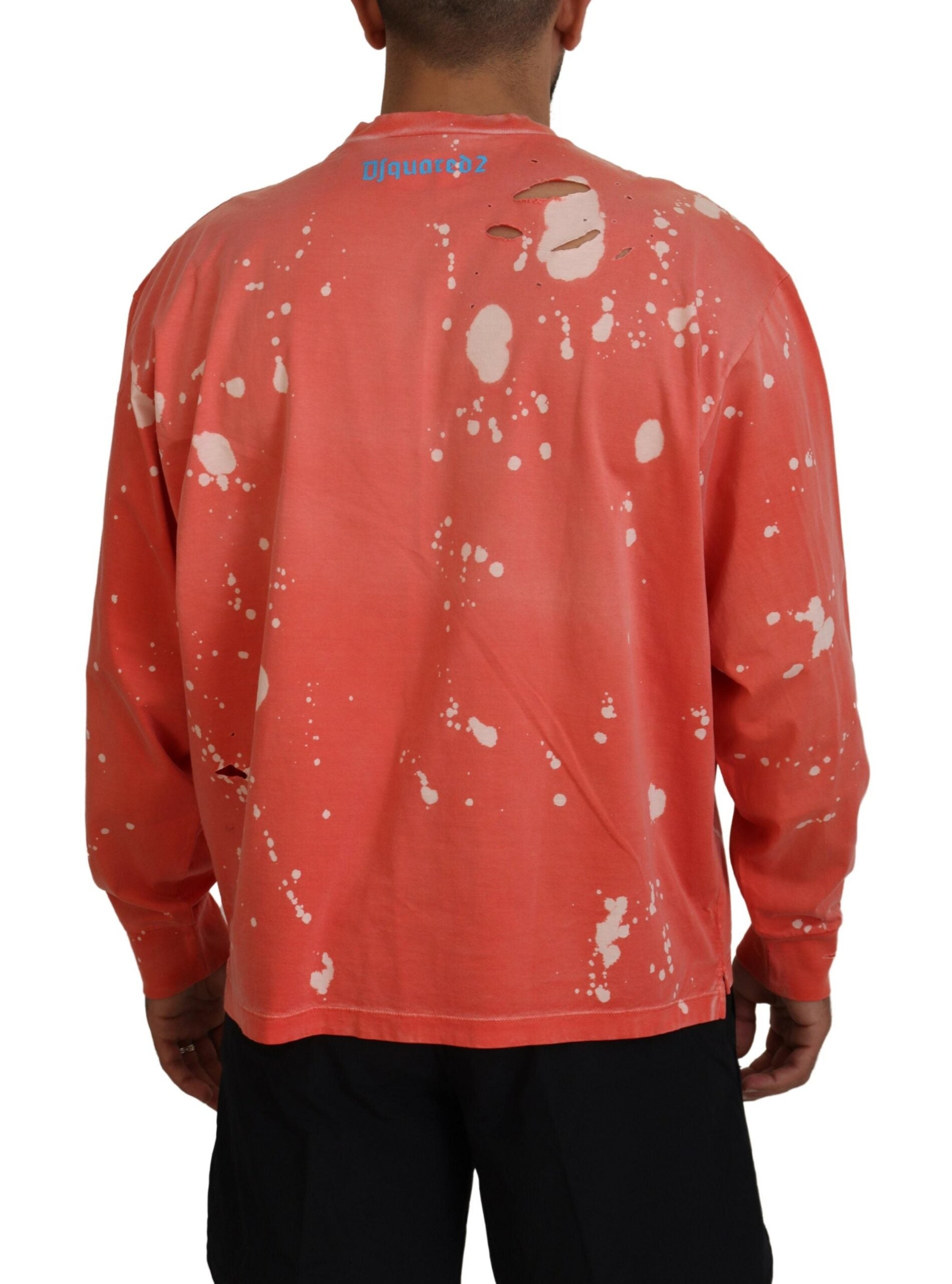 Pull à manches longues imprimé orange de Dsquared², élégant et décontracté, avec motif coloré sur le devant.