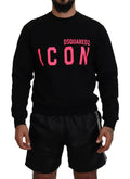 Pull à manches longues noir imprimé de Dsquared², pull-over en laine avec motif graphique.