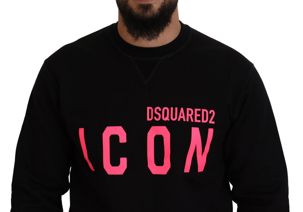 Pull à manches longues noir imprimé de Dsquared², sweater élégant avec motif graphique visible sur le pull.