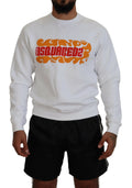 Pull à manches longues en coton blanc imprimé de Dsquared², sweat-shirt décontracté et confortable.