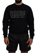 Pull à manches longues en coton noir avec imprimé de la marque Dsquared², doux et confortable.