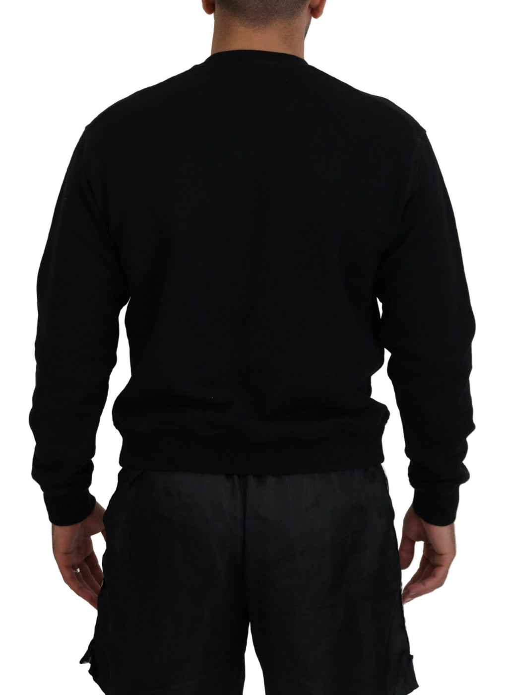 Pull à manches longues en coton noir imprimé de Dsquared², pull-over élégant et confortable pour homme.