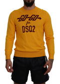 Pull homme à manches longues en laine orange Dsquared², style décontracté et chaud, visible en détail sur le pull.