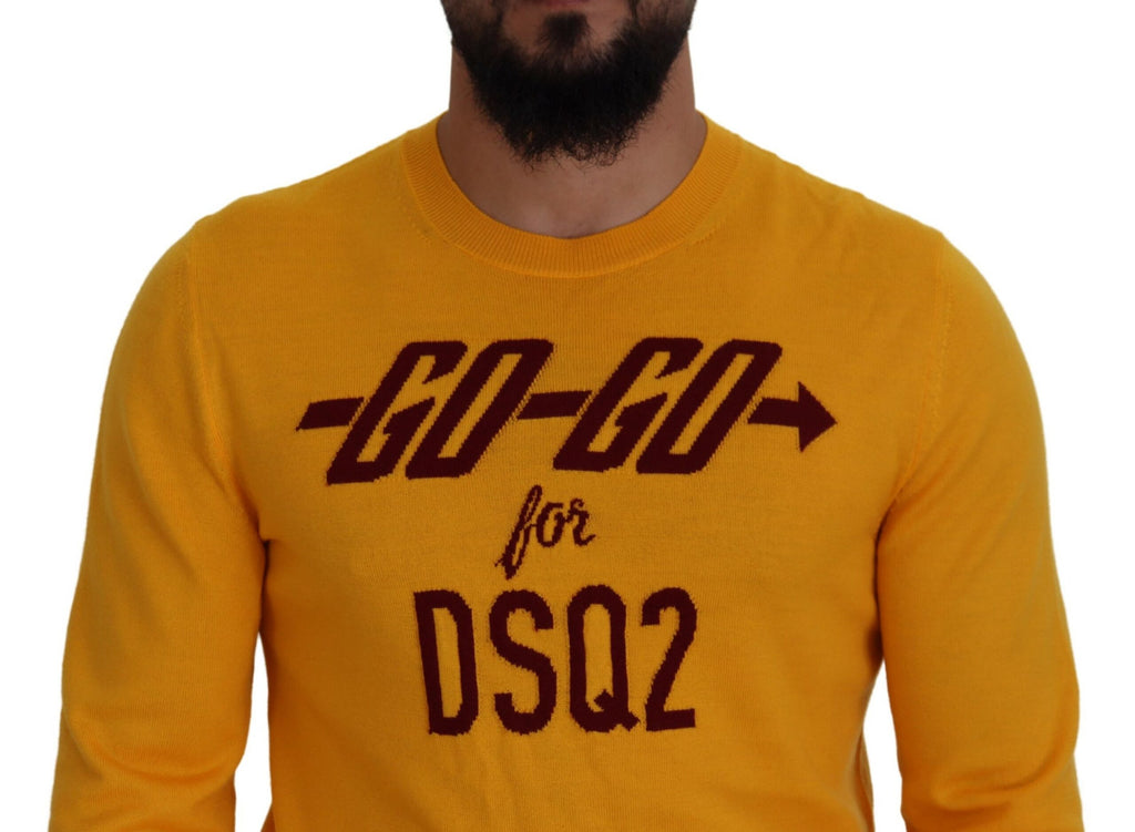 Pull homme en laine orange de Dsquared² avec manches longues, style moderne et confortable.