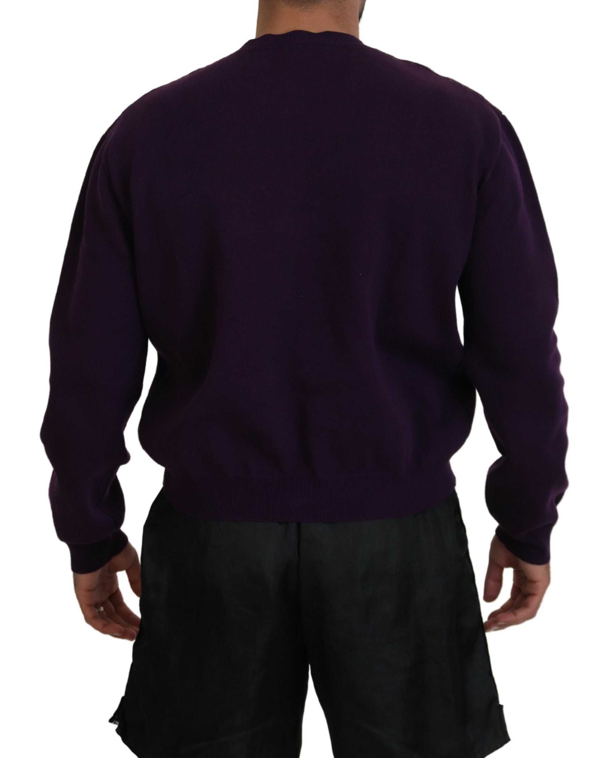 Pull homme en coton imprimé violet de Dsquared², sweat-shirt confortable avec logo et design tendance.