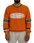 Pull à manches longues pour homme Dsquared² avec motif orange, style décontracté et tissé en coton.