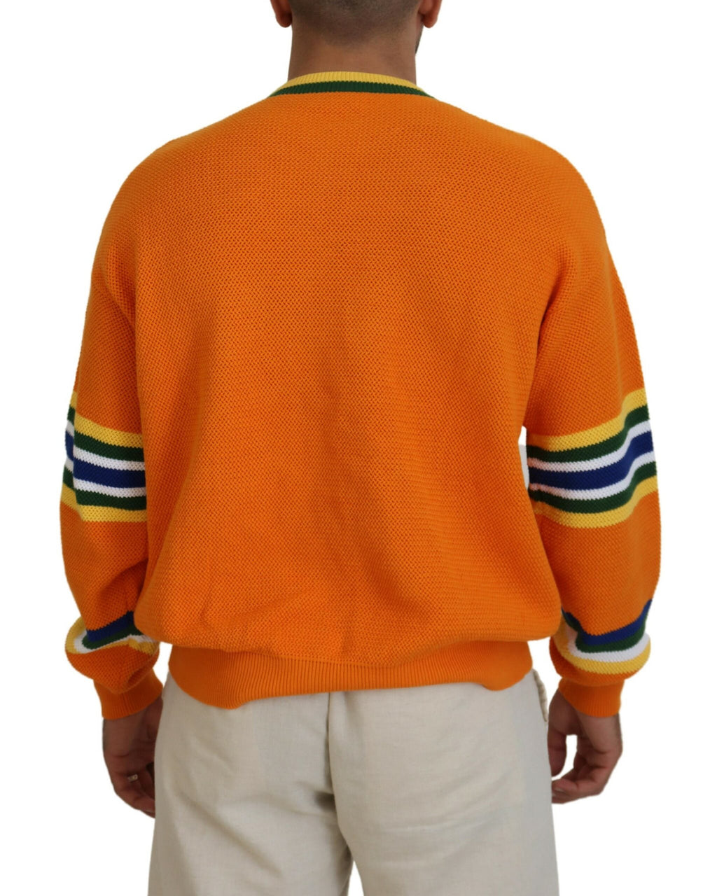 Pull à manches longues pour homme Dsquared² avec imprimé orange, style décontracté et design moderne.