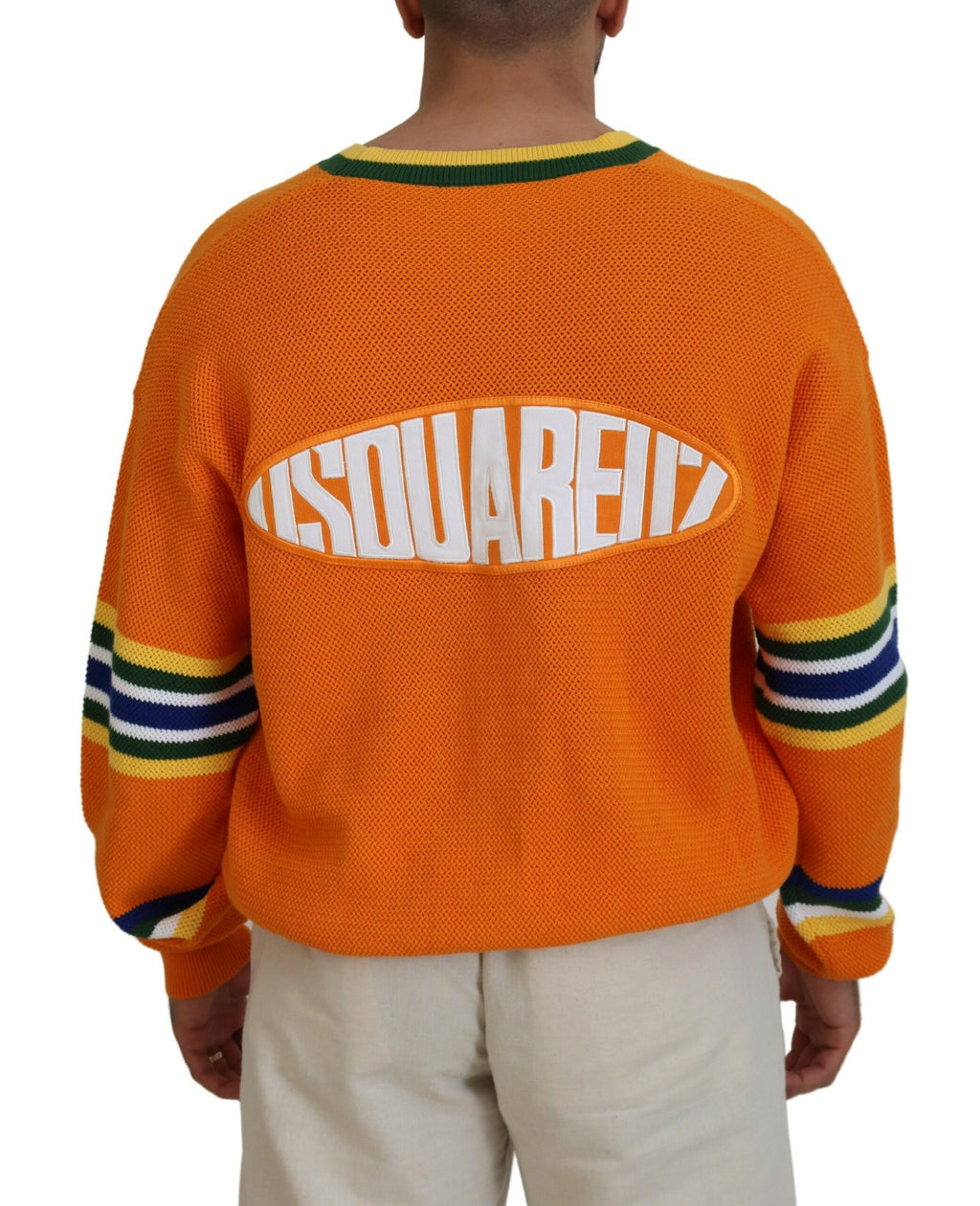 Pull en coton à manches longues pour homme Dsquared² de couleur orange, cardigan élégant et confortable.