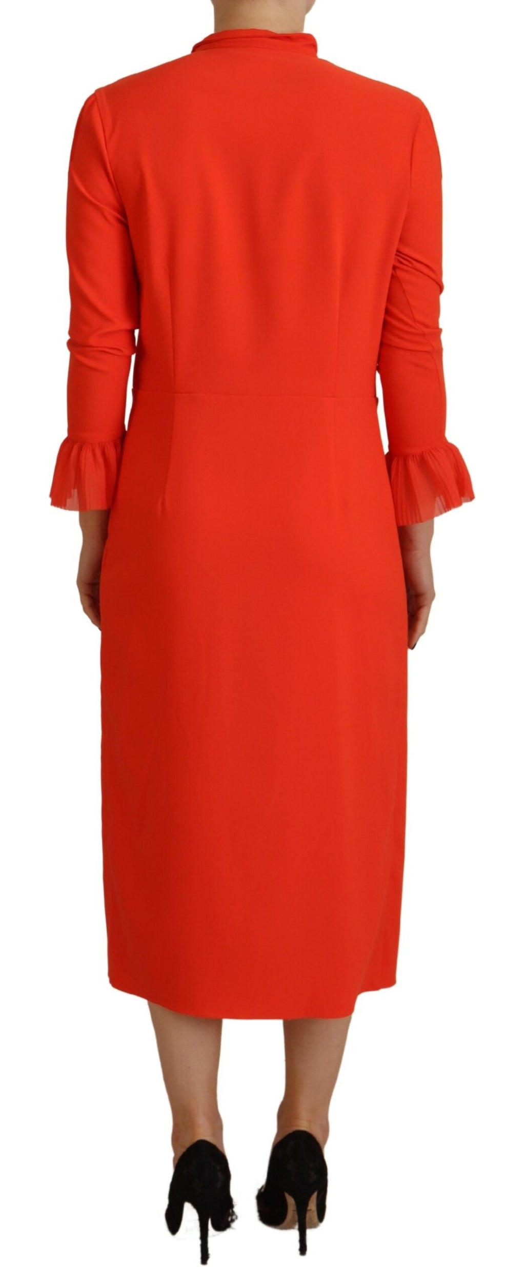 Robe midi plissée en polyester rouge de Dsquared² avec manches longues et silhouette élégante.