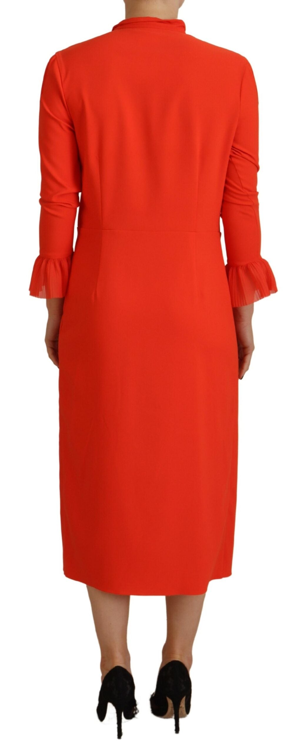Robe midi plissée en polyester rouge de Dsquared² avec manches longues et silhouette élégante.