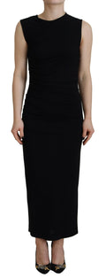 Robe longue sans manches en viscose noire de Dsquared², avec effet ruché, élégante et fluide.