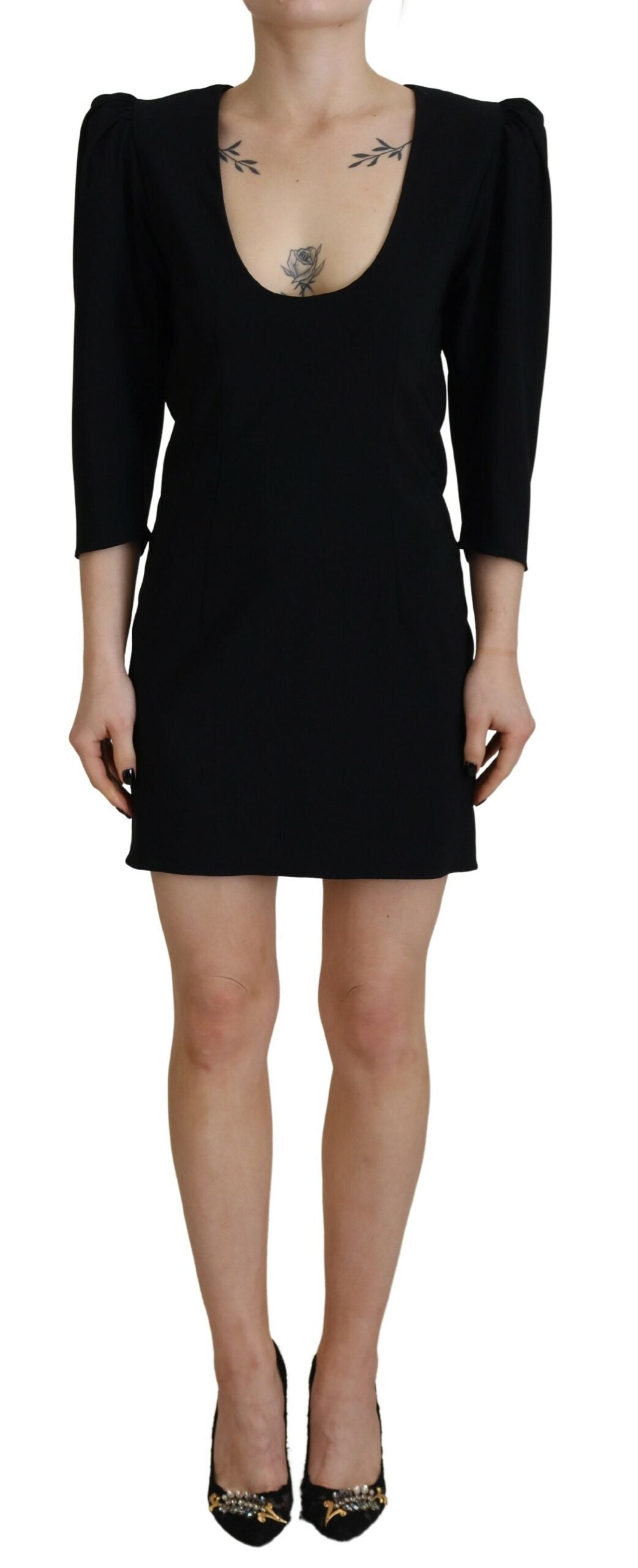 Robe moulante noire en polyester à manches longues de la marque Dsquared², élégante et ajustée.