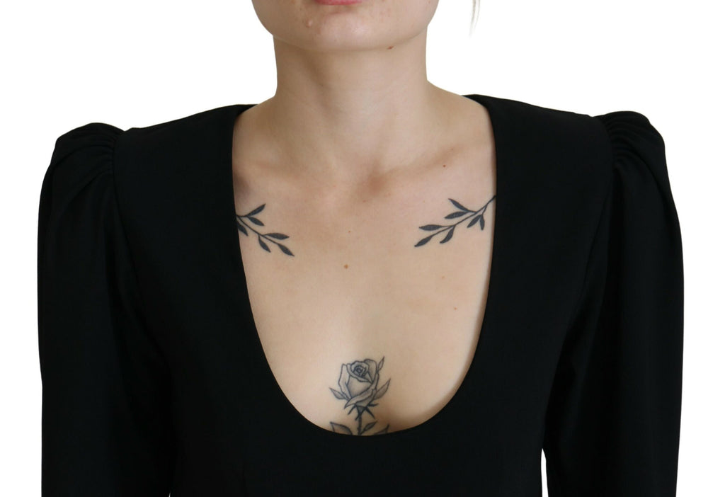 Robe noire en polyester à manches longues de style bodycon et coupe ajustée, signée Dsquared².