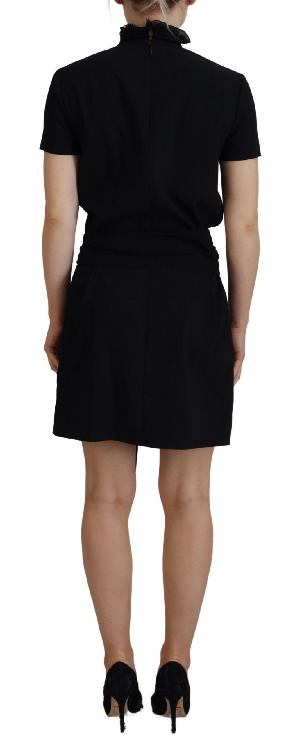 Robe courte en polyester noire de Dsquared², manches courtes et coupe ajustée, idéal pour une tenue élégante et moderne.