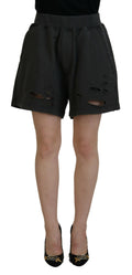 Shorts en coton noir Dsquared², taille mi-haute, déchirés et tapered, style décontracté et tendance.