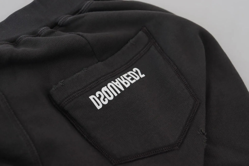 Shorts en coton noir Dsquared², taille mi-hauteur, déchirés et fuselés, style décontracté et tendance.