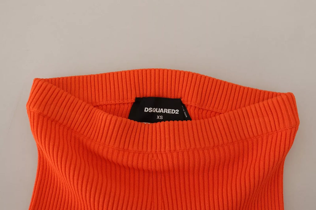 Shorts bermuda slim en viscose orange de Dsquared², taille mi-haute et coupe ajustée, visibles sur le modèle.