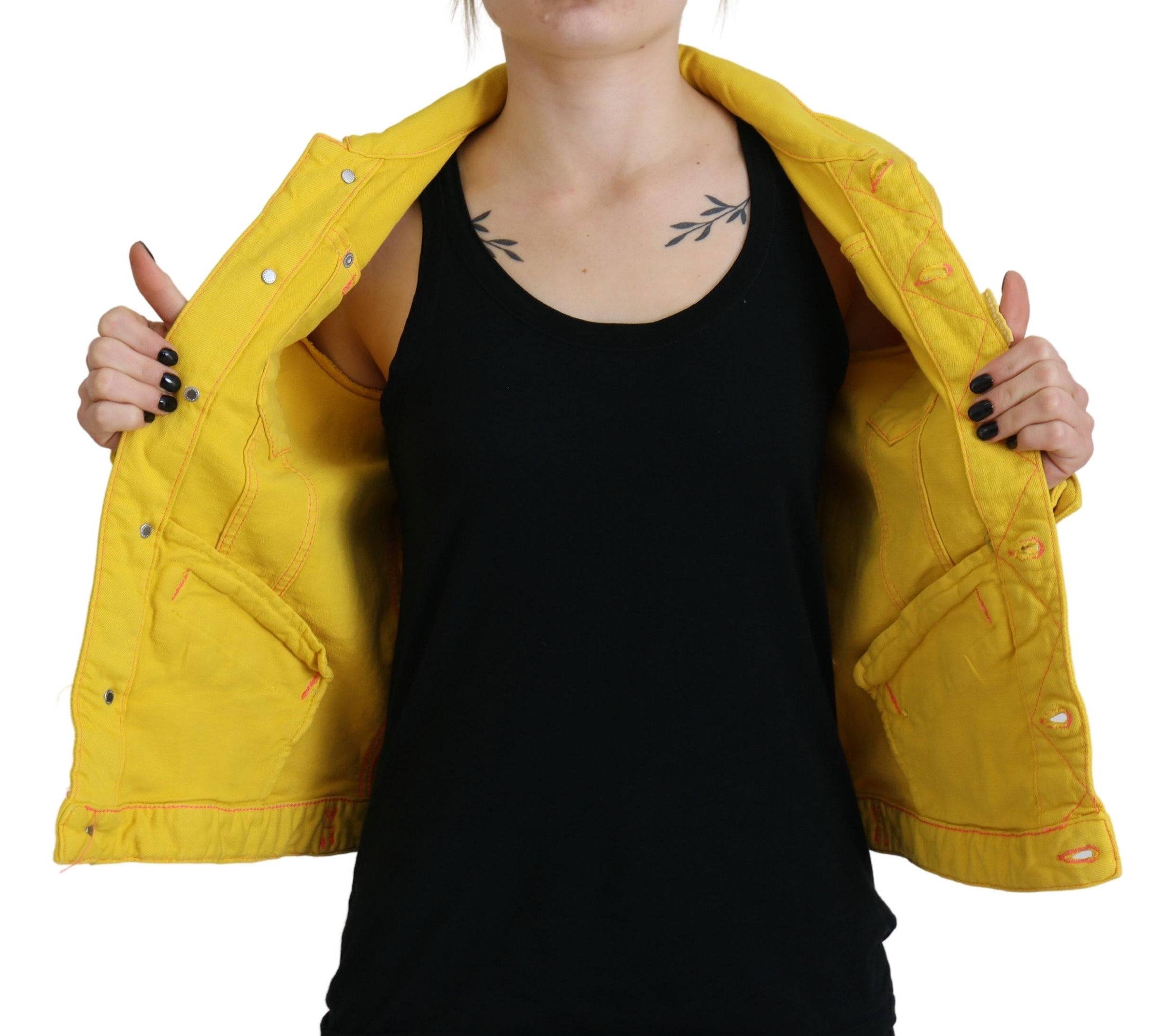 Veste en jean jaune à col et manches longues de Dsquared², style décontracté et tendance.