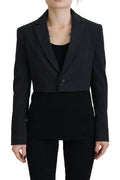 Veste blazer courte en coton noir de Dsquared², avec boutons et coupe élégante, vue de face.