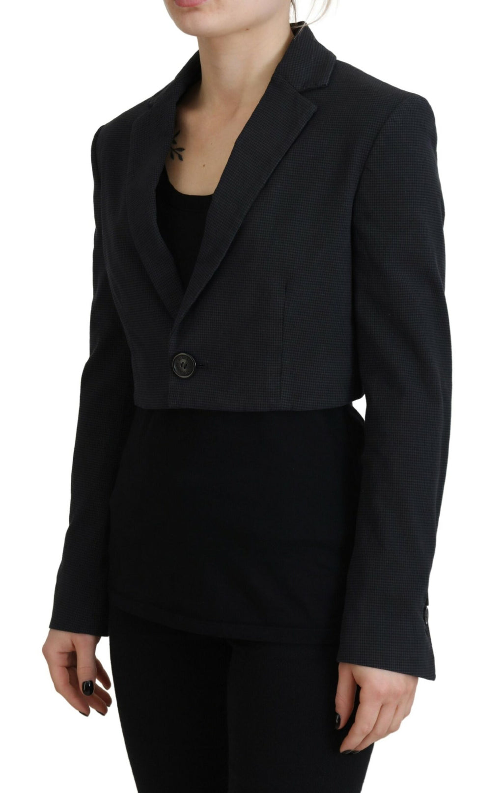 Veste blazer courte en coton noir de Dsquared², avec boutons, look chic et moderne.