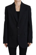 Blazer noir à fleurs Dsquared², coupe simple, avec col cranté et boutons, porté sur un mannequin.