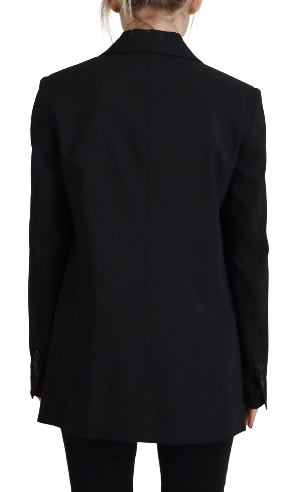 Manteau blazer noir à fleurs à un bouton de Dsquared², coupe classique, élégant et tendance, visible en détail dans l'image.