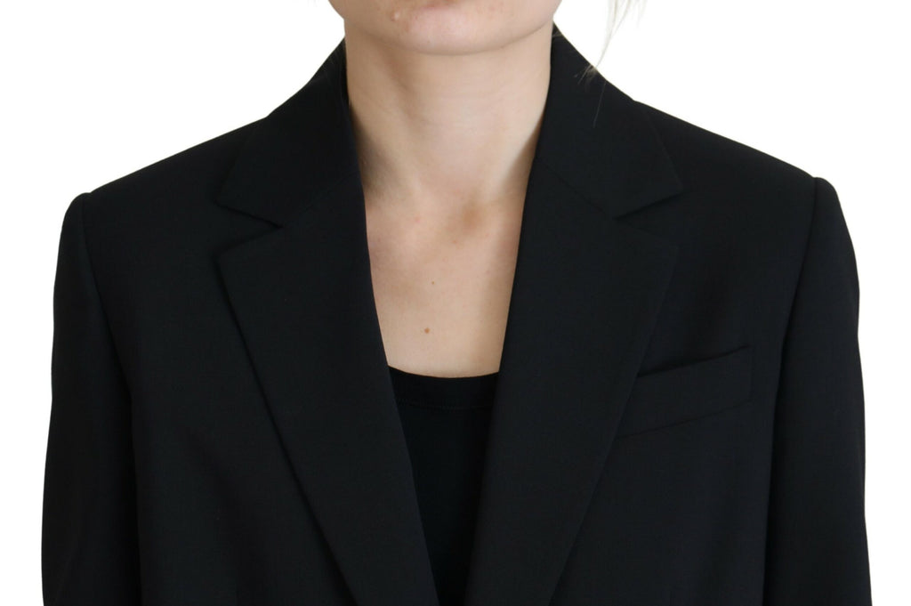Blazer noir à fleurs avec boutonnière simple de Dsquared², veste élégante en tissu structuré.