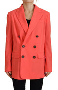 Veste blazer double boutonnage rose Dsquared² en laine, ajustée avec col à revers et poches latérales élégantes.