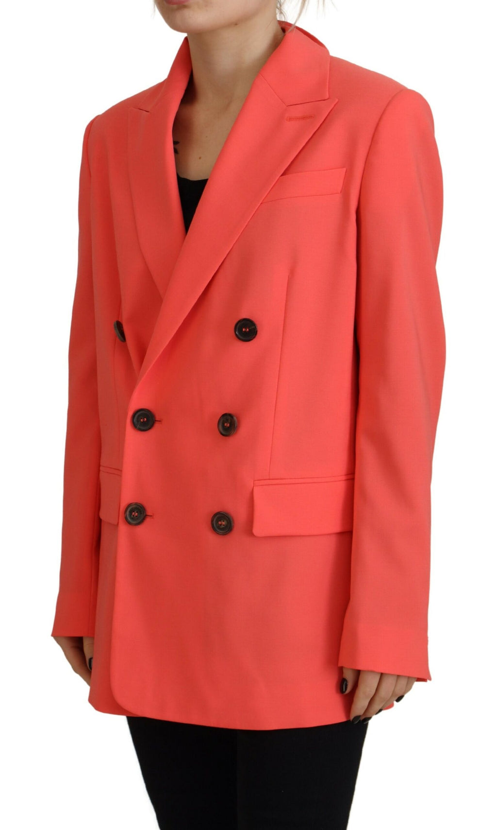 Veste blazer rose double boutonnage Dsquared² pour femme, tissu élégant et coupe structurée.