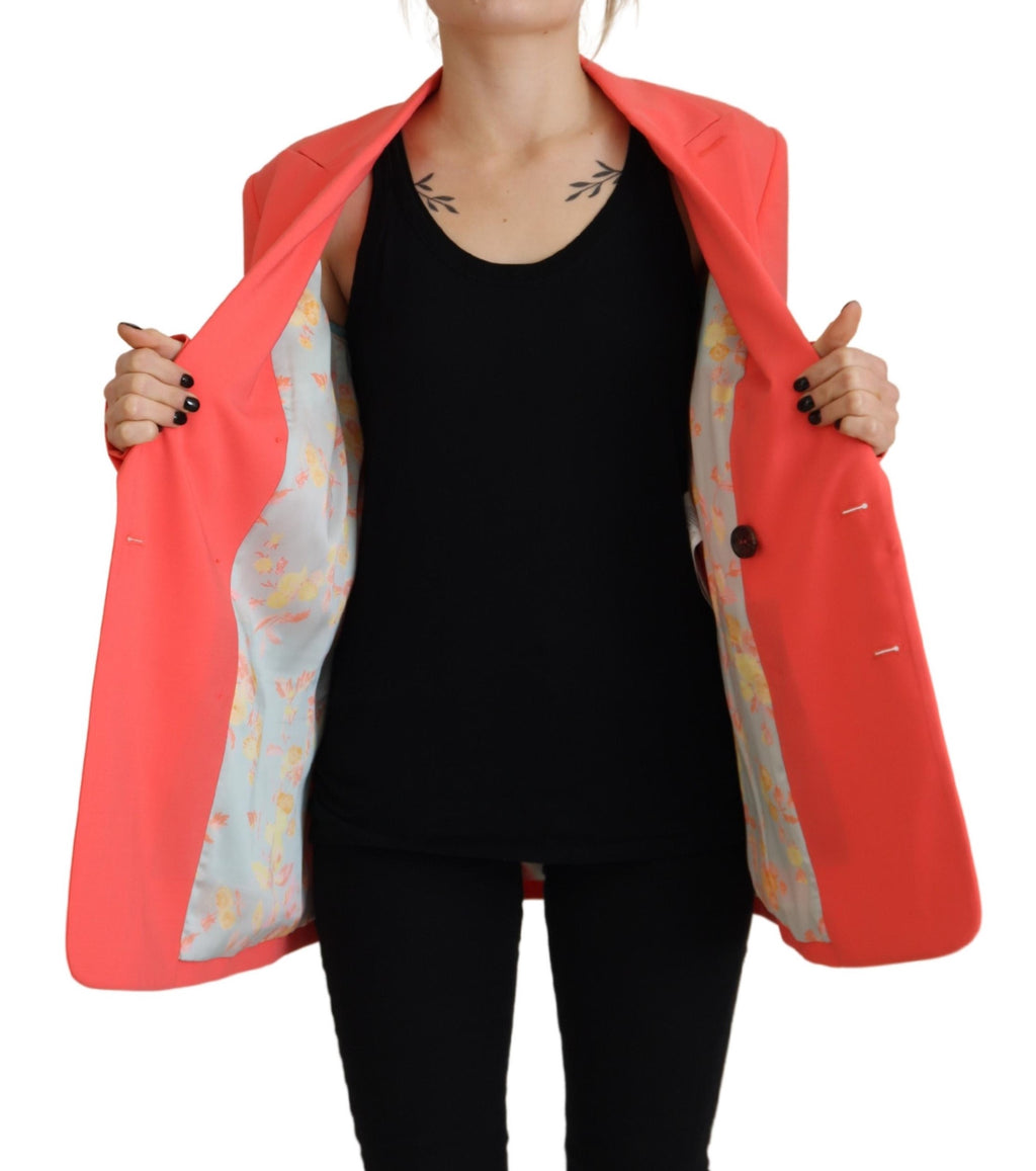 Veste blazer rose à double boutonnage de Dsquared², style chic et élégant, vue de face sur fond neutre.